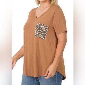 Zenana Luxe Leopard Pocket Top Sz 3X New